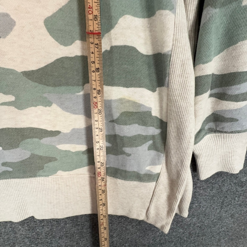 Aerie Sweatshirt Women Small Green Camo Crewneck Ribbed Side Slit Pullover - Picture 6 of 10